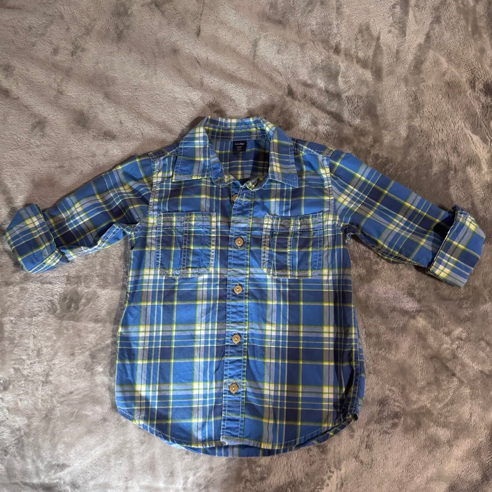Baby Gap | Blue / Green Plaid button long / short sleeve shirt